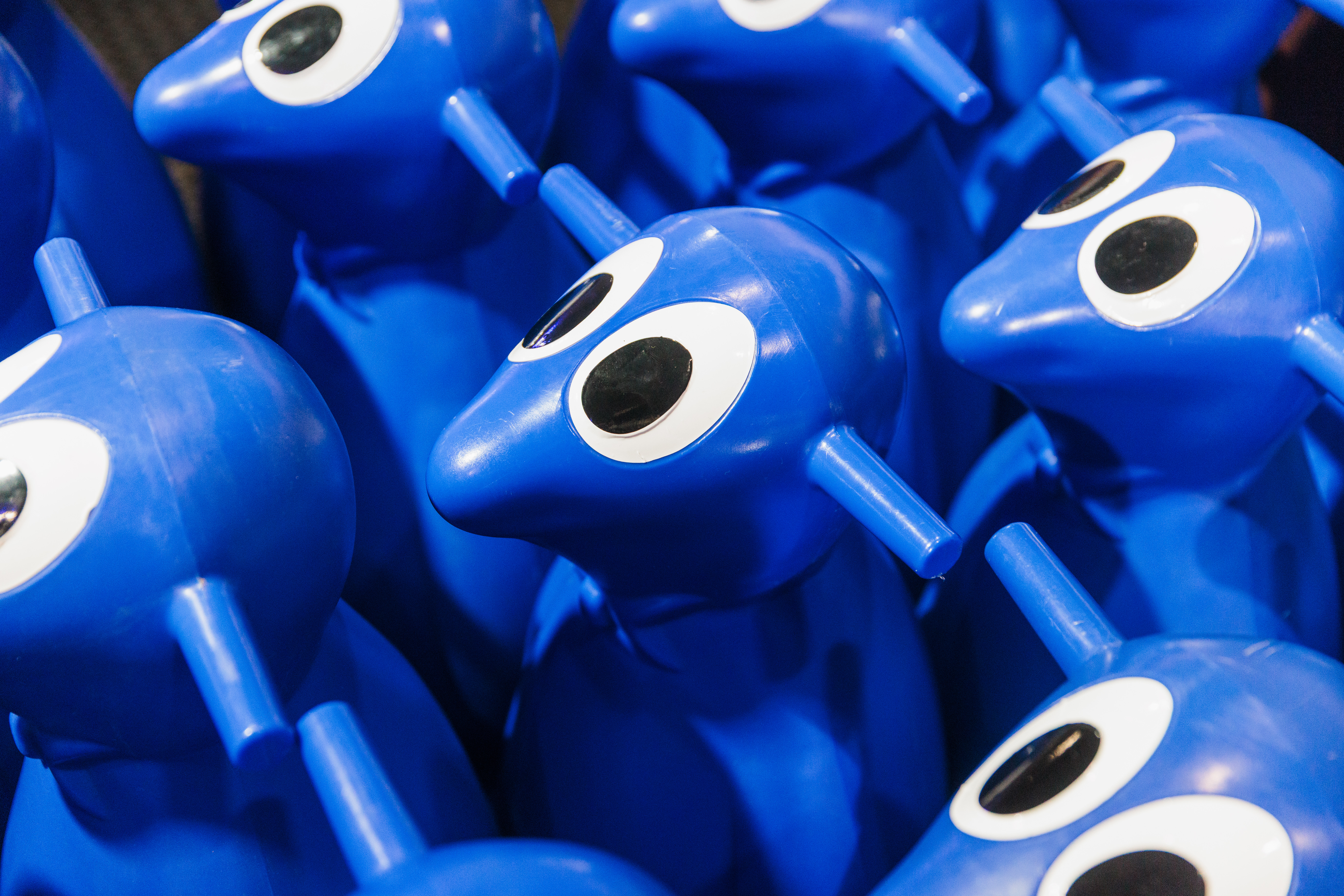 A group of blue skate aid penguins.